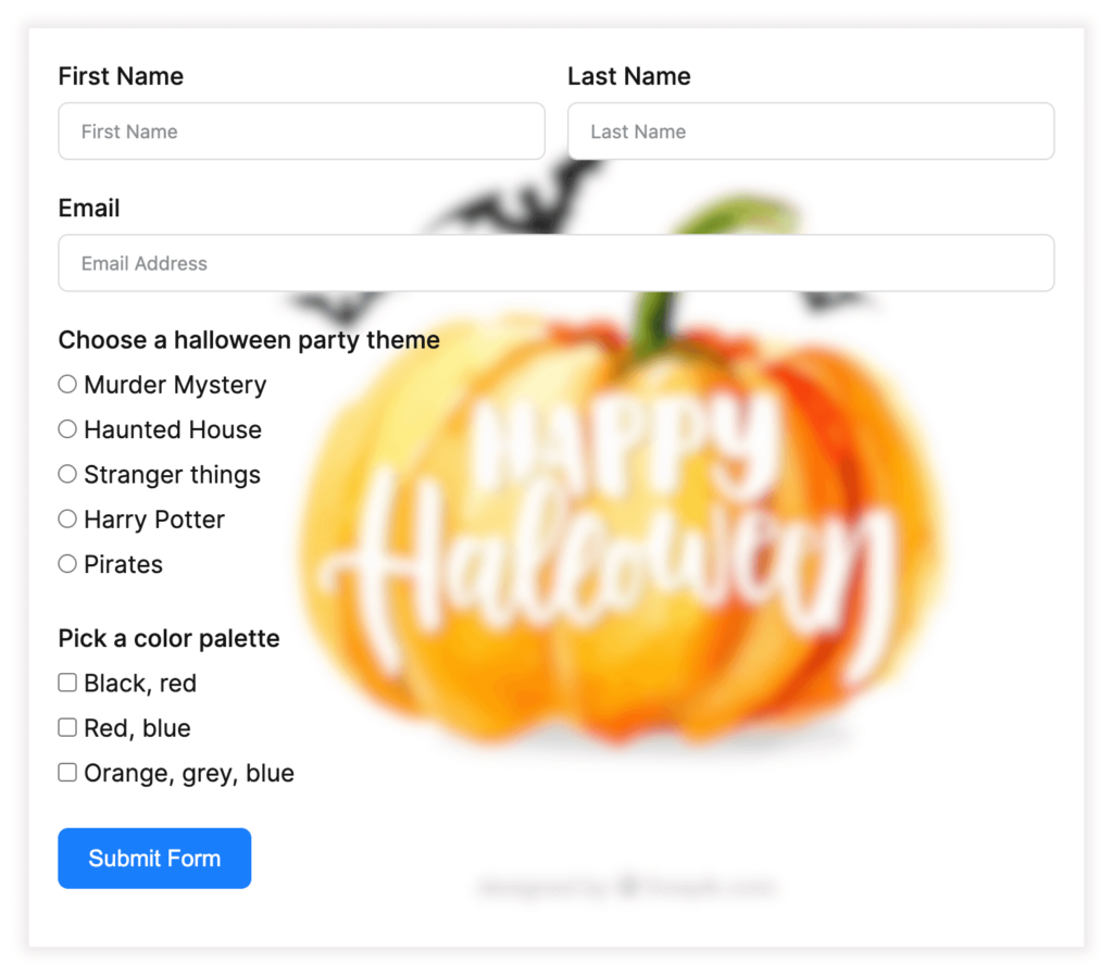 halloween party survey form